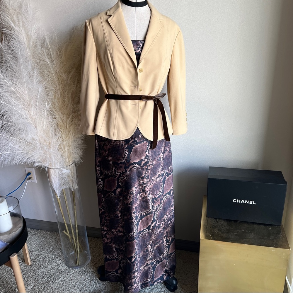 Strapless Neutral Python Maxi Slip Dress NWT - image 4